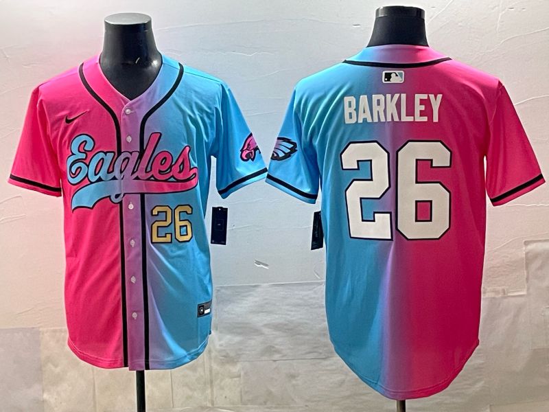 Men 2025 Philadelphia Eagles #26 Barkley Blue pink Nike Limited NFL Jersey style 04->philadelphia eagles->NFL Jersey